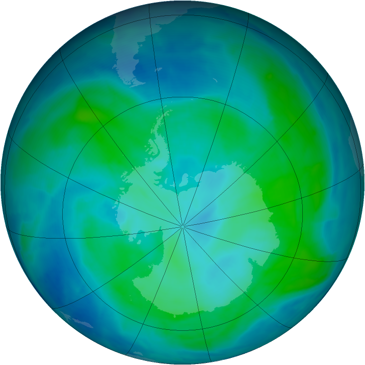 Antarctic ozone map for 17 February 2014